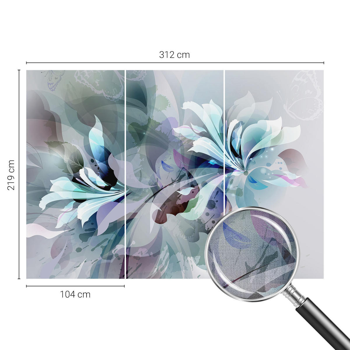 FOTOTAPETE 312x219 cm - Florale Abstraktion - Grün, Textil (312/219cm) - Wallfluent