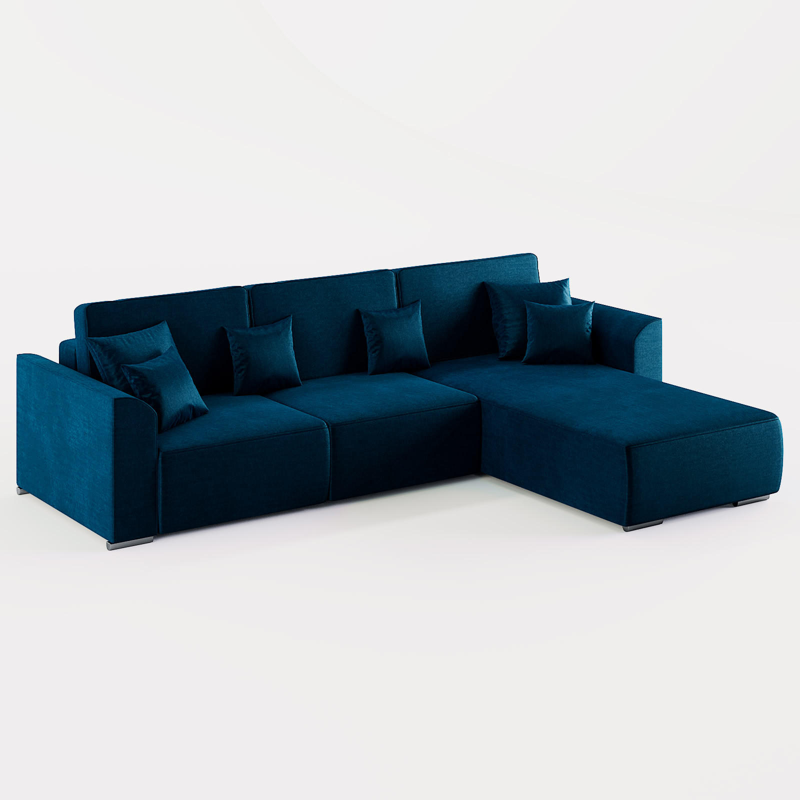 ECKSOFA LUMO L Rechts Dunkelblau Velours-Stoff mit Schlaffunktion und Bettkasten - Dunkelblau, Textil (293/195cm) - Barchello