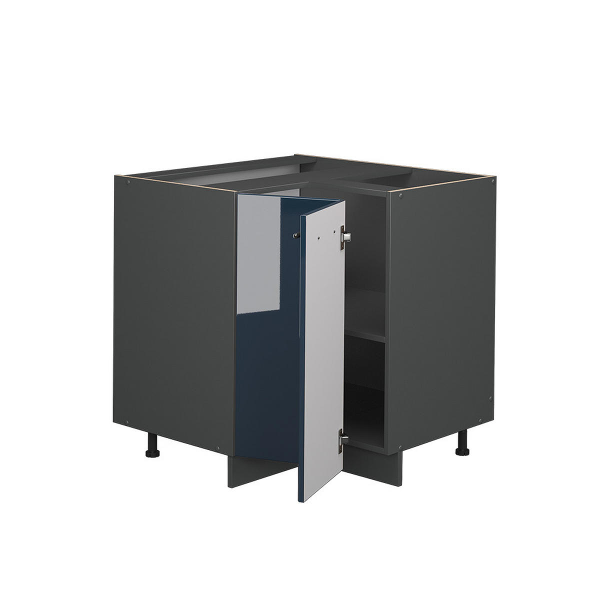 ECKUNTERSCHRANK Fame-Line Dunkelblau Hochglanz 80.5 cm ohne AP - Anthrazit/Dunkelblau, Holzwerkstoff (80.5/82/51.6cm) - Vicco