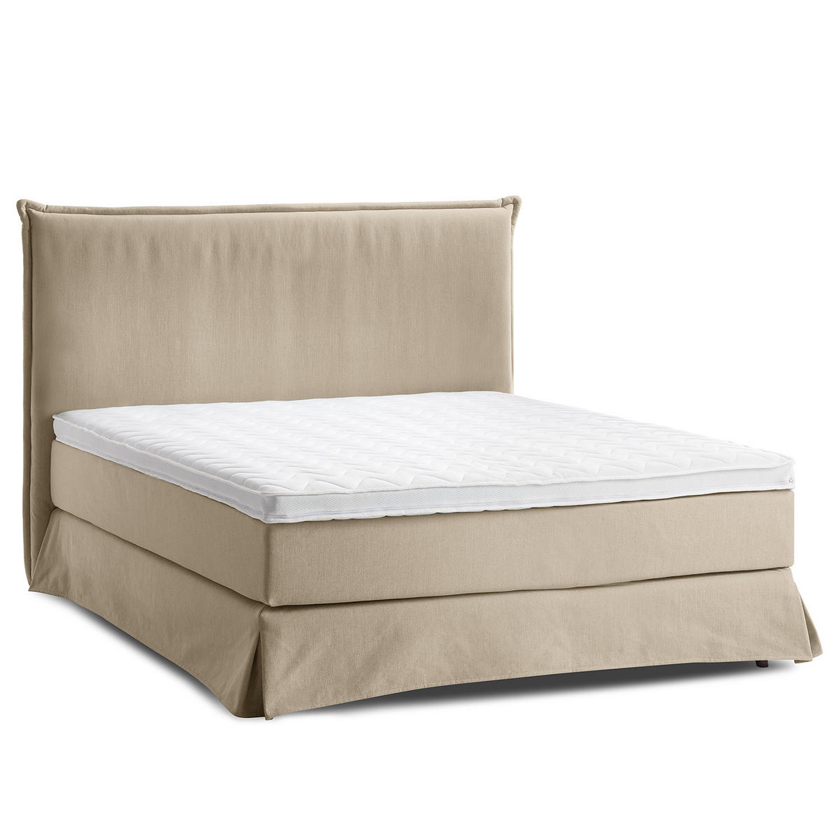 BOXSPRINGBETT mit Husse - Schlammfarben, Textil (160/200cm) - home24