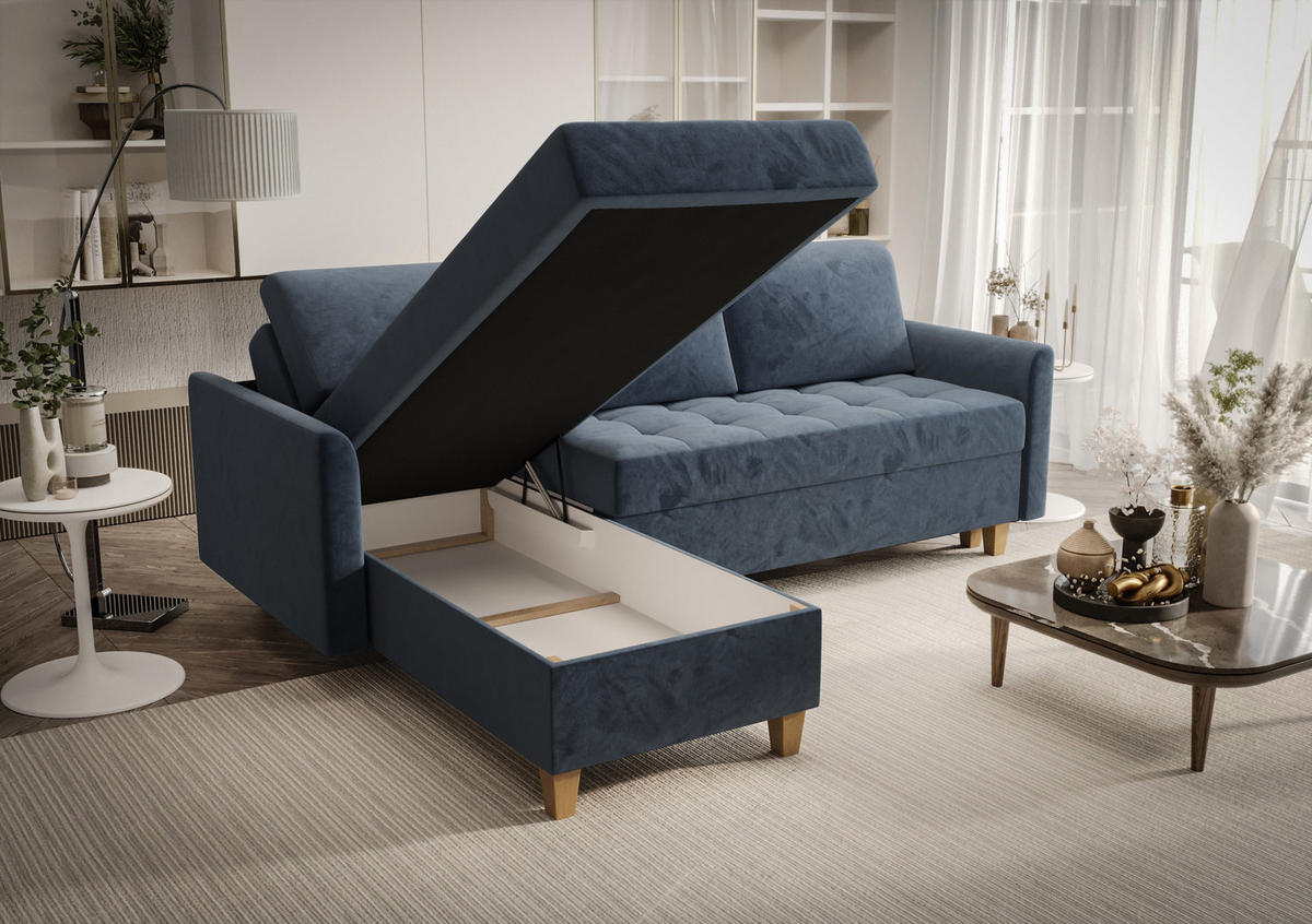 ECKSOFA KONGO RBN08, Eckcouch in L-Form mit Schlaffunktion, Farbe: Schwarz, Kunstleder, Ottomane Links - Schwarz, Textil (240/180cm) - O-Sofa