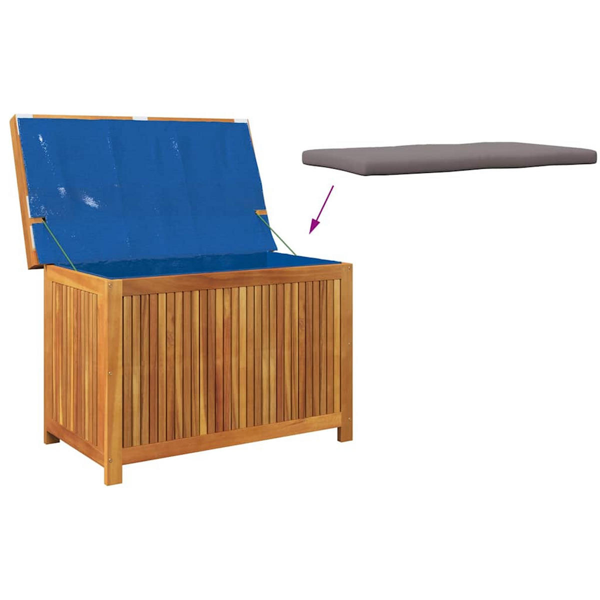 OUTDOOR-KISSENBOX 90/50/60,5 Cm Massivholz Akazie - Dunkelgrau, Holz (50/60.5/90cm) - vidaXL