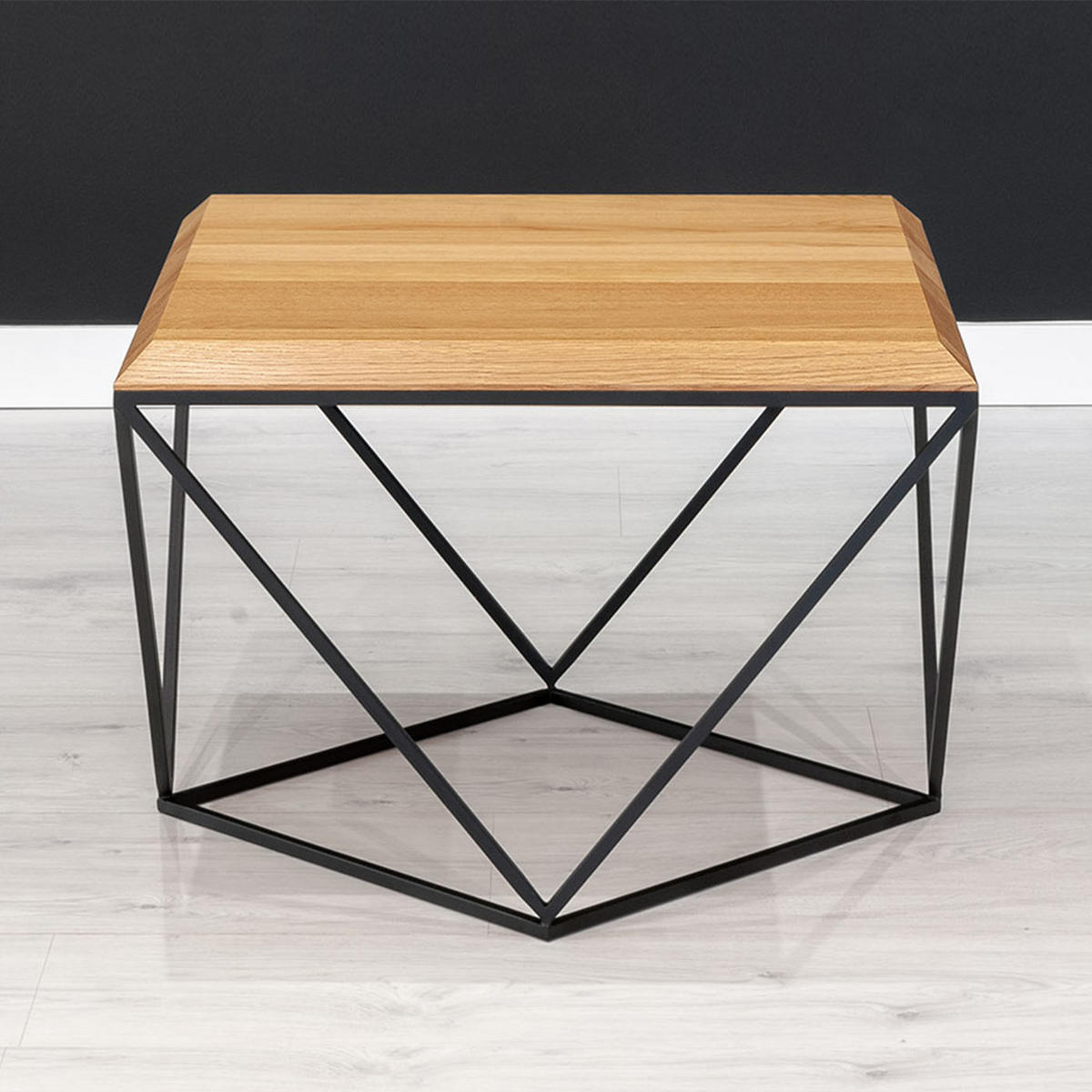 COUCHTISCH Arbor aus massivem Eichenholz 100x100 cm - Eichefarben/Schwarz, Holz/Metall (100/100/41cm) - Danzz