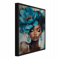 BILDER mit Rahmen Frau Blumen Blau 100x150 cm - Multicolor, Metall (100/150cm) - Wallarena