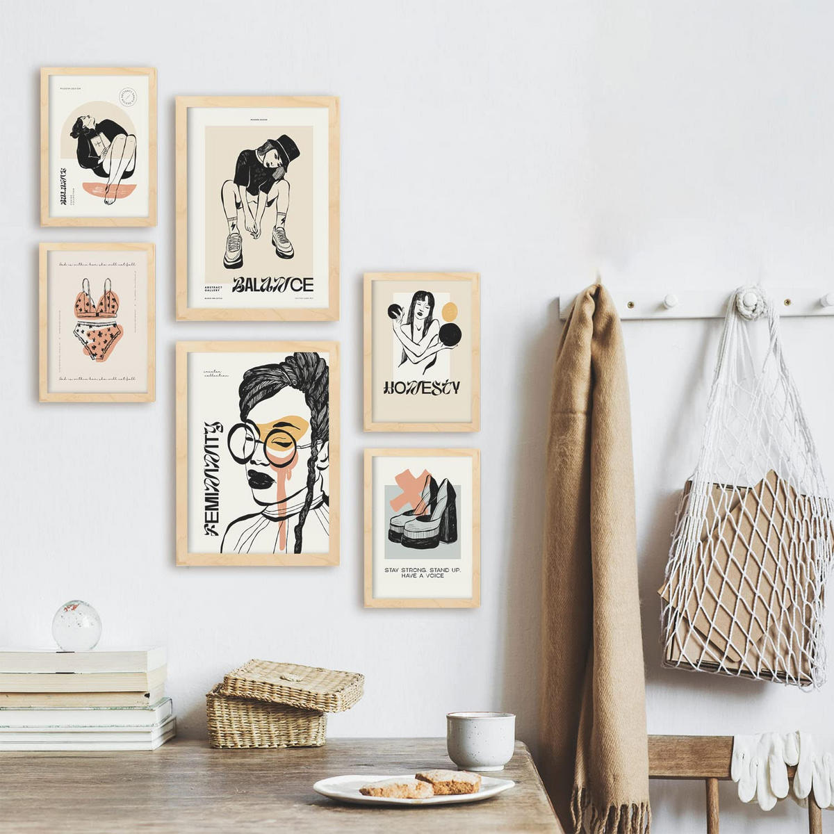 POSTER Set Mit 6 In Schwarzer Tinte Gleichgewicht A3 & A4 Rahmenlos - Klar, Papier (29/3cm) - Nacnic