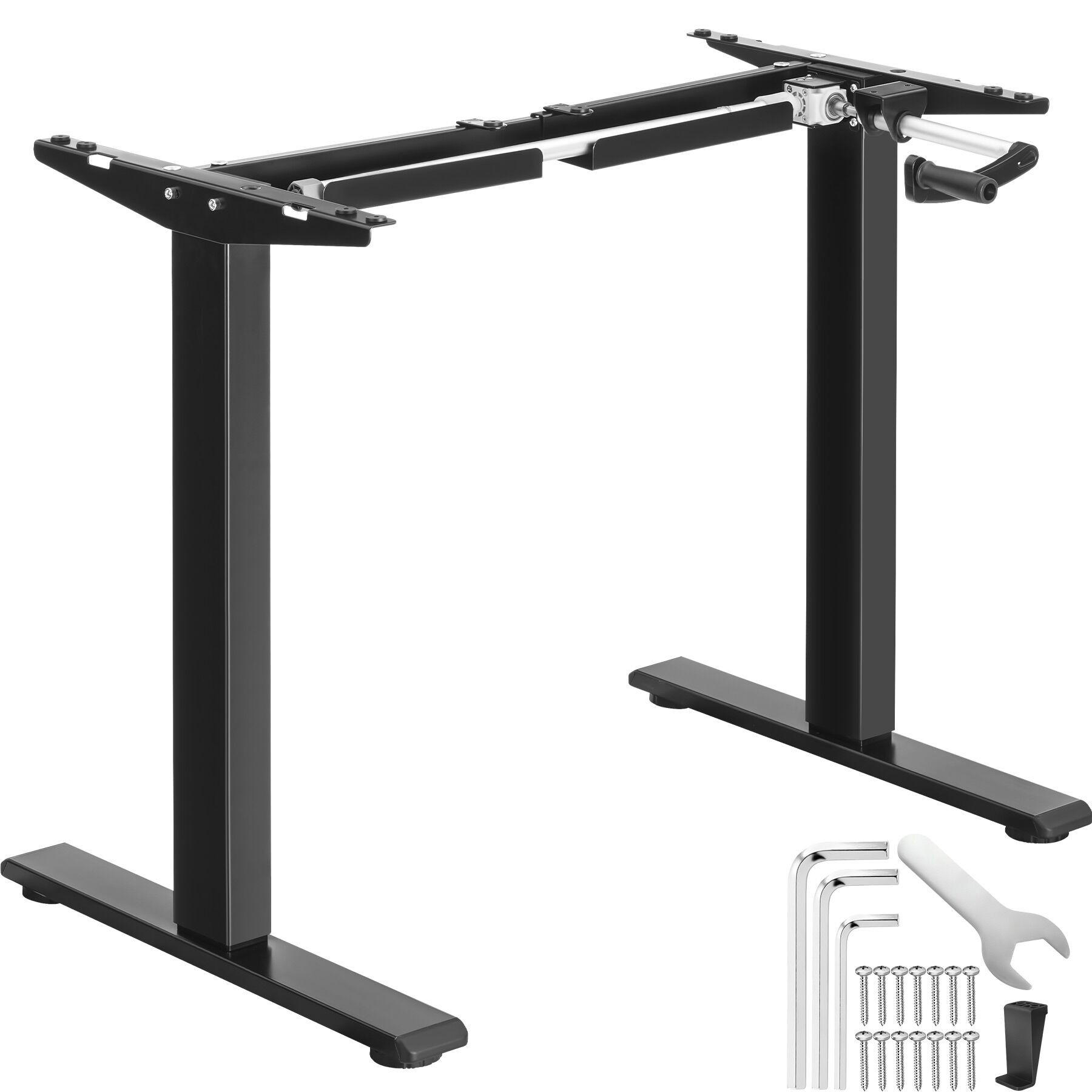 tectake Höhenverstellbarer-Schreibtisch Schwarz 60x121x129 cm