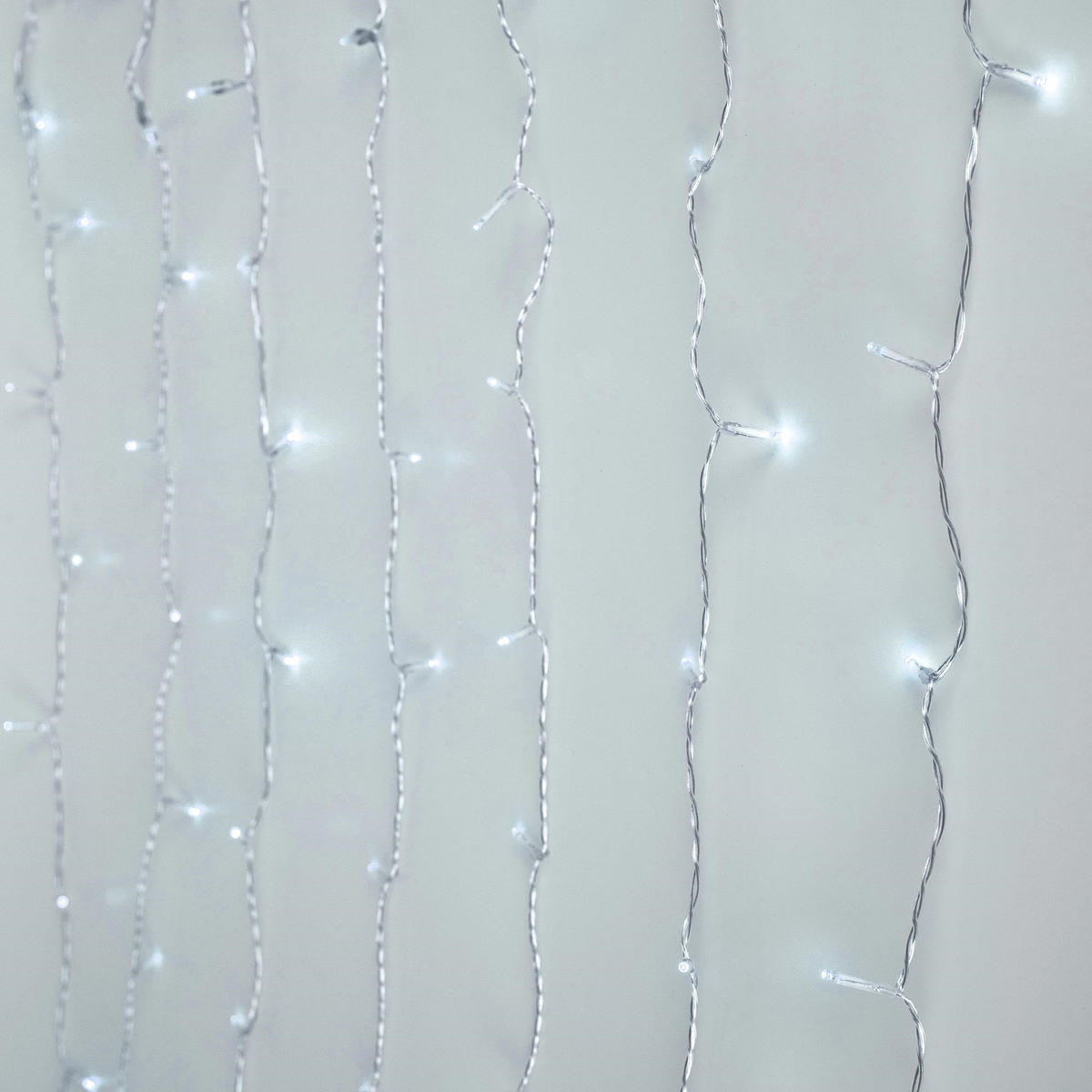 LICHTERKETTE Vorhang 200 cm mit 240 LED Kaltweiß - Weiß, Kunststoff (200cm) - ECD-Germany