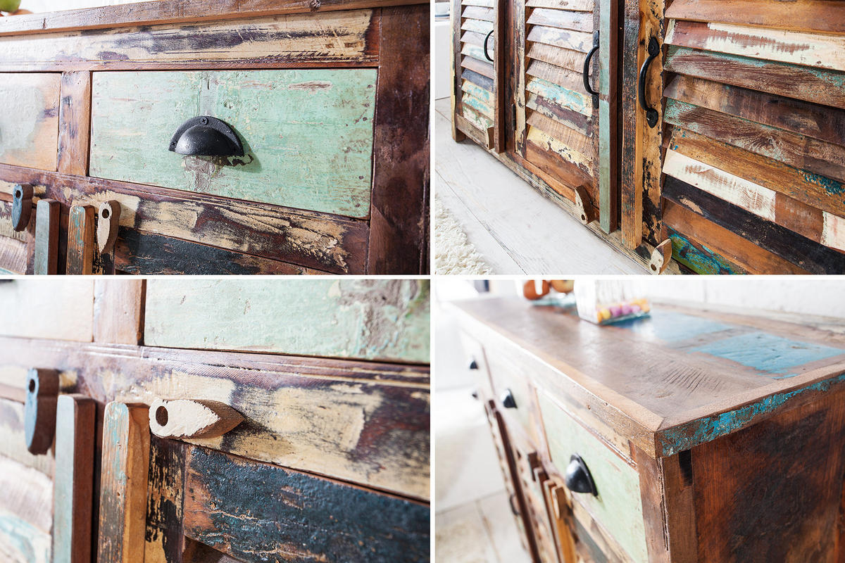 SIDEBOARD JAKARTA Recycelt Natur 125 cm - Multicolor, Holz (125/90/40cm) - riess-ambiente