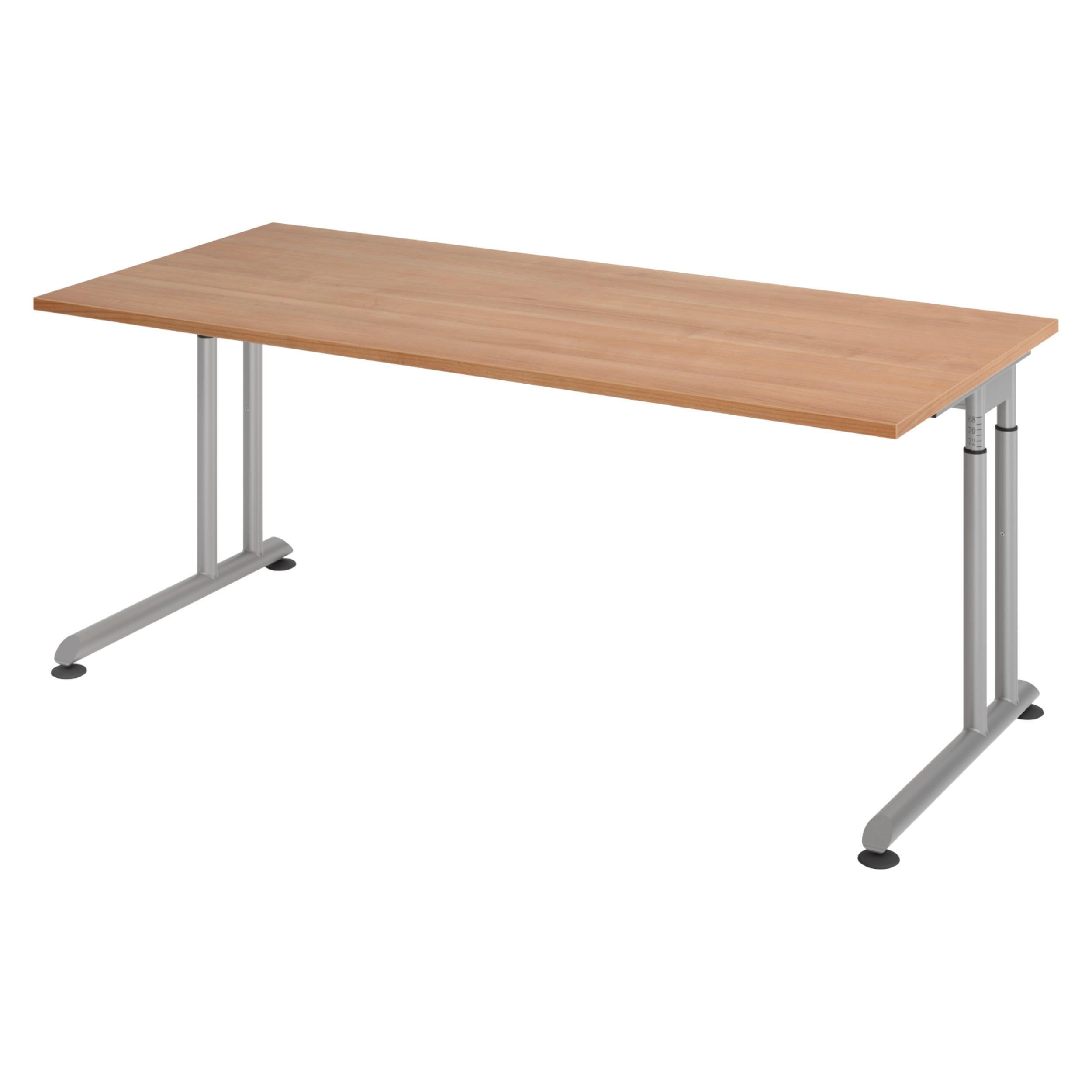 bümö Schreibtisch Nussbaum, Silber 180x74x80 cm