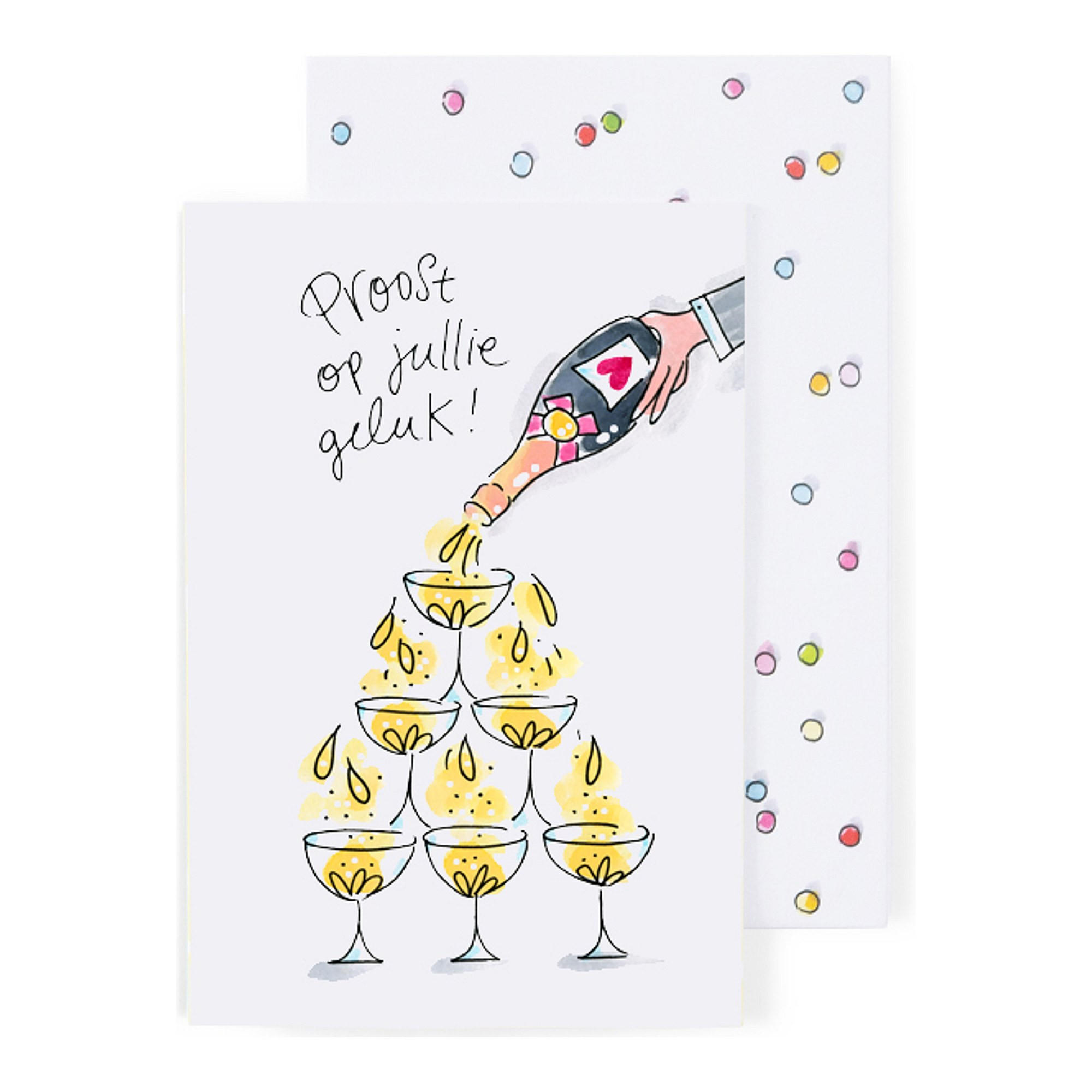 GRUSSKARTE Hochzeit - Prost auf euer Glück in Bunt - 17 x 11,5cm - Multicolor, Papier (11.5/0.2cm) - Blond Amsterdam