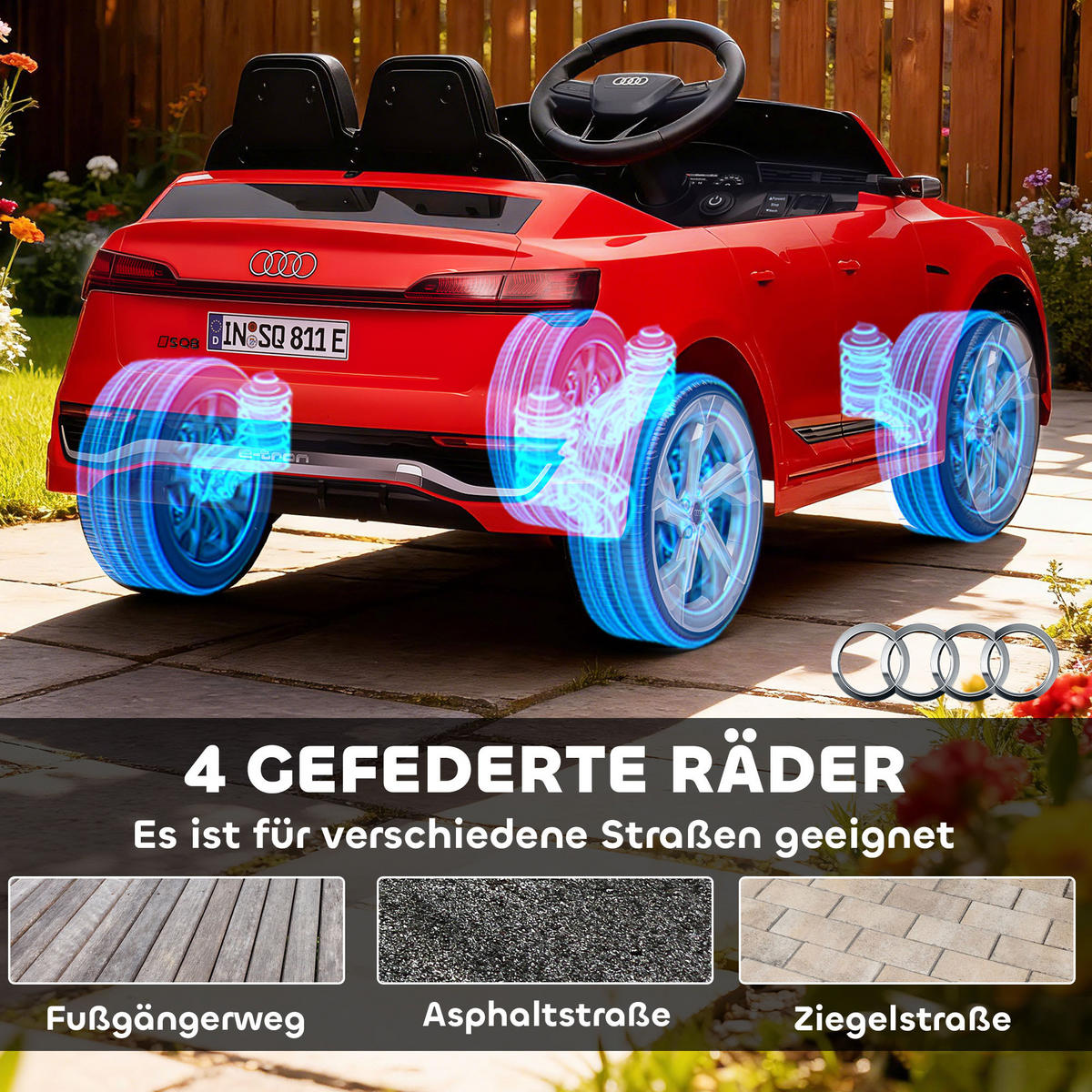 EELEKTRO-KINDERAUTO DE-06281 Audi Q8 lizenziert mit Fernsteuerung Rot - Rot, Kunststoff/Metall (98/49.5/43cm) - ComfortXL