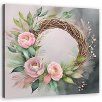 WANDBILD rosa blumen abstrakt - Pink, Textil (50/50cm) - Feeby