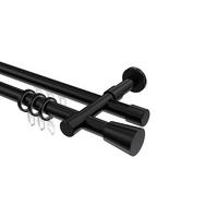RUNDROHR-INNENLAUF-GARDINENSTANGEN-SET Prestige Sitra 100 cm, 2-läufig, 20 mm Ø Schwarz - Schwarz, Metall (100cm) - INTERDECO