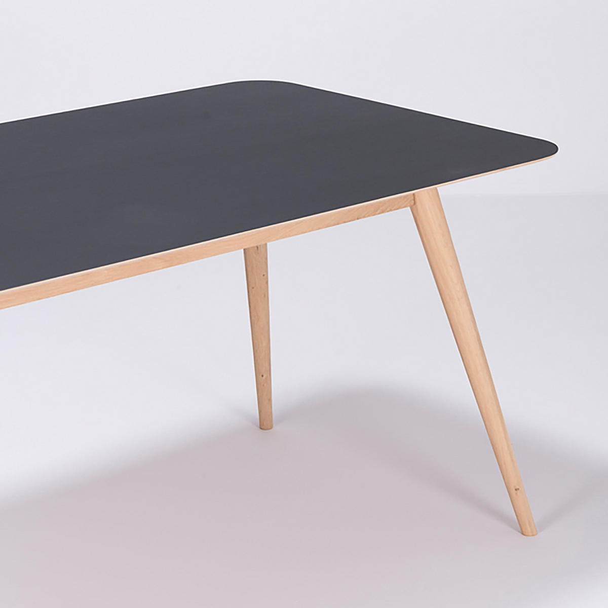 ESSTISCH - Eiche teilmassiv / Linoleum - Eichefarben/Anthrazit, Holzwerkstoff (90/200/75cm) - home24