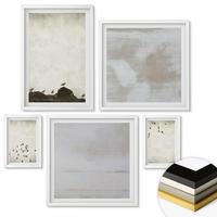 WANDBILDER 5er-Set - 50x50 cm & 20x30 cm & 40x60 cm Weißer Rahmen - Minimalistische Vögel im Flug - Weiß, Kunststoff (40/60cm) - ArtPrintCave