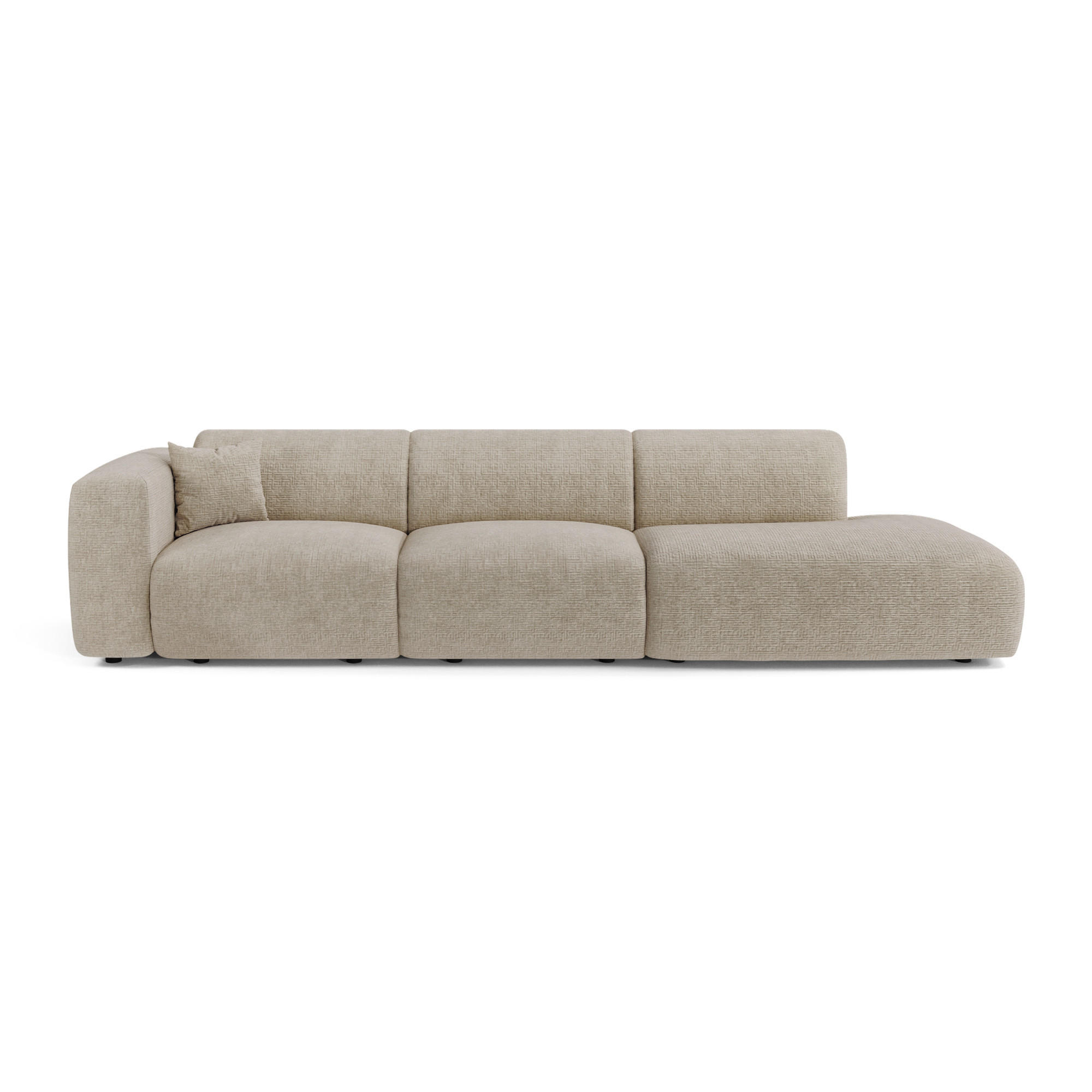SOFA 5-Sitzer Gemusterter Samt Beige 310cm - Beige, Textil (310/73/96cm) - Sia Home