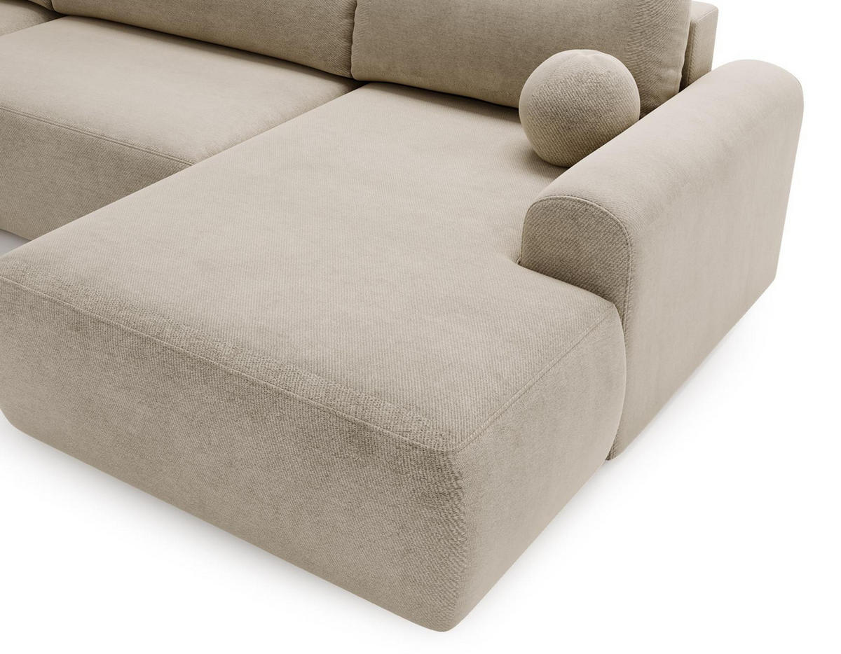 WOHNLANDSCHAFT Aurora Beige, mit Schlaffunktion in Vena Stoff - Beige, Holzwerkstoff/Textil (344/92/177cm) - Bettso