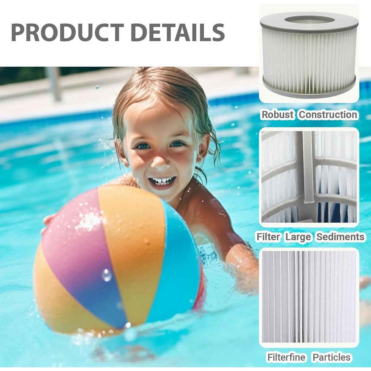 FILTERKARTUSCHEN 6er-Set für MSpa Whirlpools - Weiß, Textil (10.8/6.8/10.8cm)