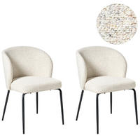 ESSZIMMERSTUHL 2er-Set Bouclé Hellbeige Zana - Beige, Textil (55/80/56cm) - Beliani