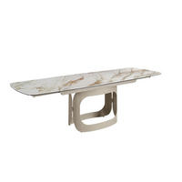 ESSTISCH Ausziehbarer ovaler aus Porzellanmarmor und metallisiertem Sandstahl Ø180/90/76cm - Weiß/Sahara, Keramik/Stein (90/180/76cm) - ANGEL CERDA