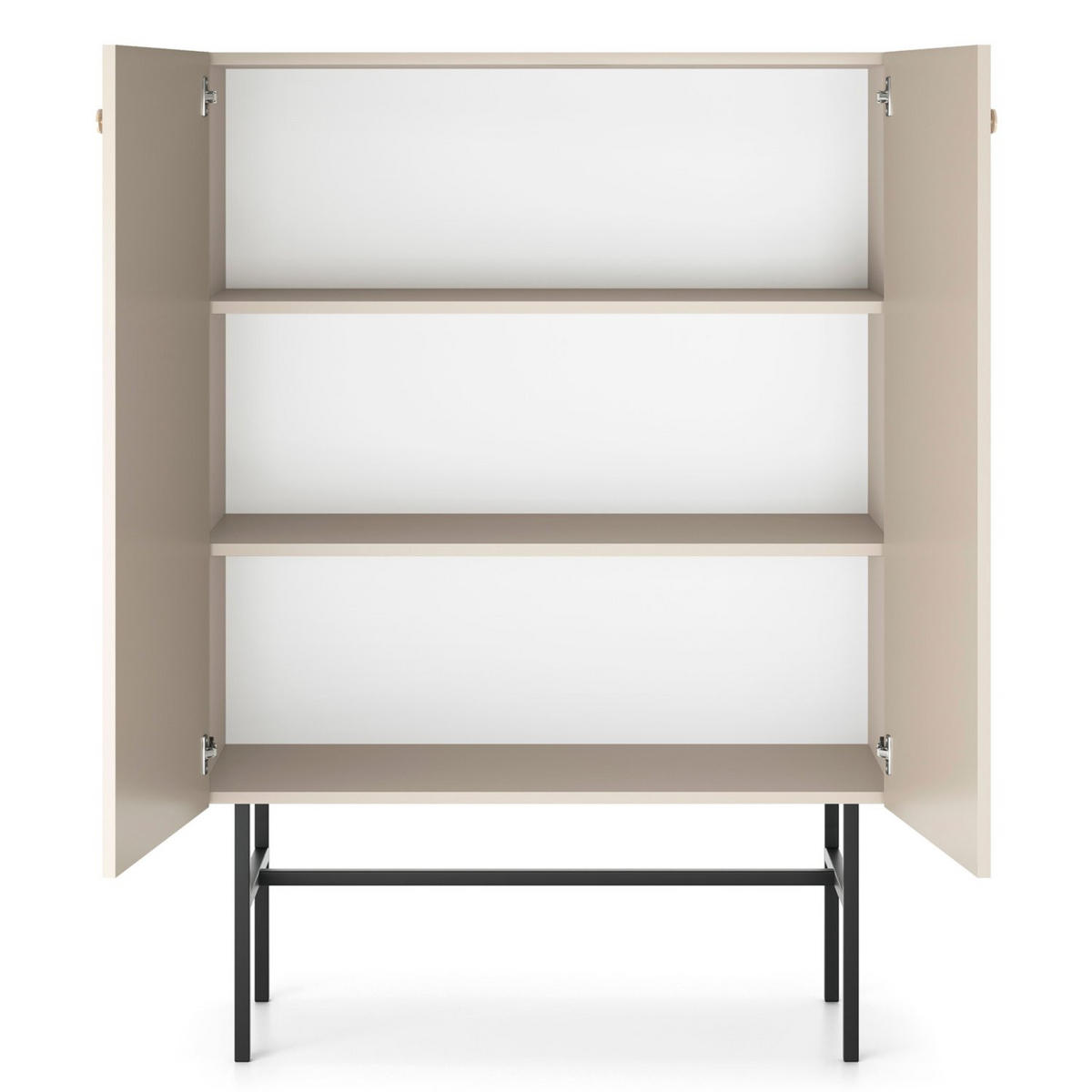 HIGHBOARD Divenos Greige 93 cm - Taupe/Goldfarben, Holzwerkstoff/Metall (93.2/131.7/39cm) - Selsey