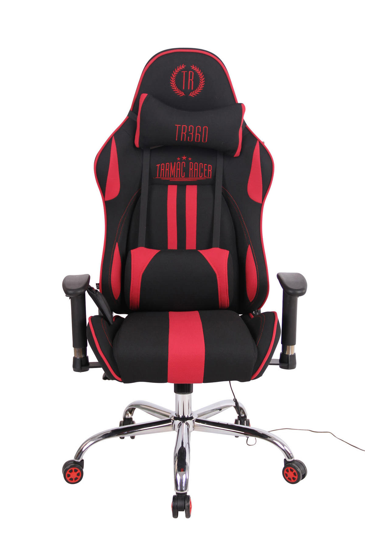 CHEFSESSEL Stoff schwarz/rot - Rot/Schwarz, Textil/Metall (67/128/51cm) - CLP