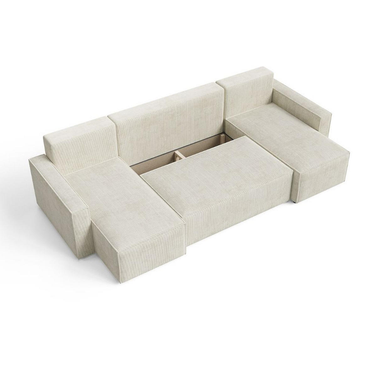 ECKSOFA LIVIO U mit Schlaffunktion und Bettkasten – Moderne Wohnlandschaft in U-Form (POSO 100) - Cappuccino, Holz (300/90/142cm) - Dekori_Interiors