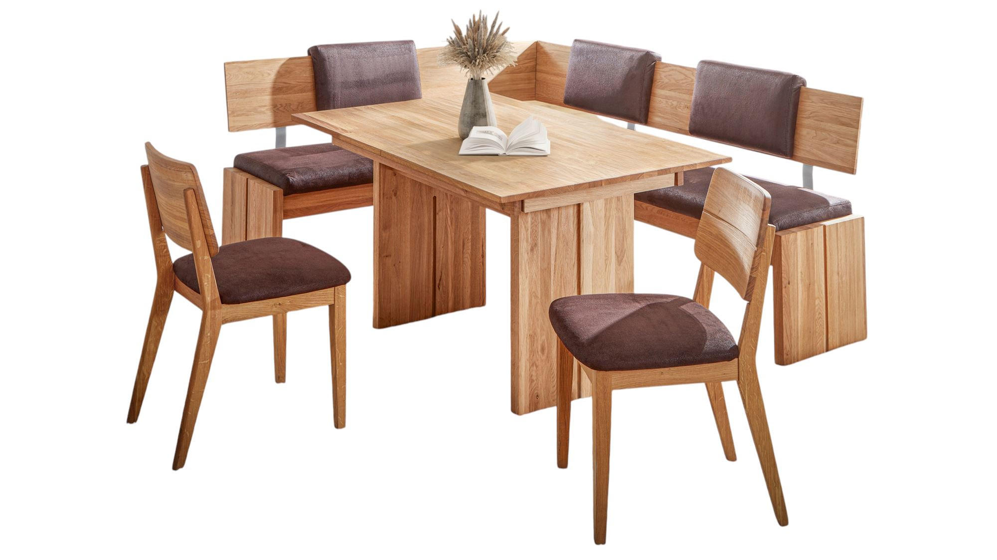 ECKBANKGRUPPE Modern Dani 4 für 7 Personen Massivholz Wildeiche/Braun - Wildeiche/Braun, Holz (167/85/192cm) - 58aufmkessel