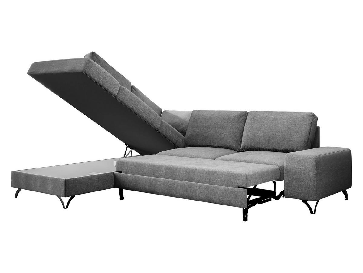 ECKSOFA Flavio Bis, Seite: Links - L3F+L2F+R4 - Greige/Schwarz, Holz/Textil (285/214cm) - MIRJAN24