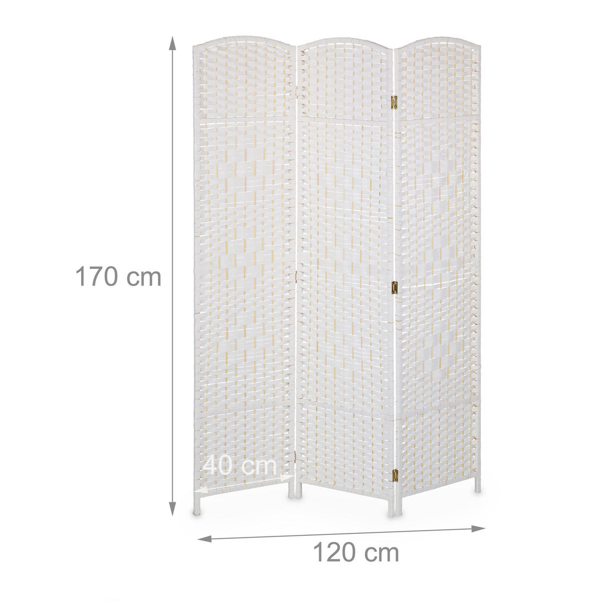 PARAVENT - Weiß, Holz/Papier (120/170/2cm) - Relaxdays