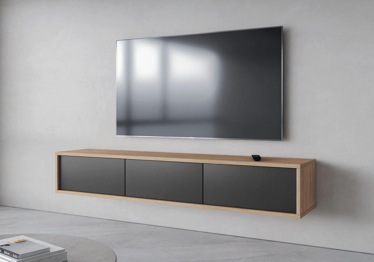 TV-LOWBOARD Moddern Eiche / Anthrazit 180/32/36 cm - Eichefarben/Anthrazit, Holzwerkstoff (180/32/36cm) - Selsey