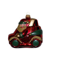 CHRISTBAUMSCHMUCK Weihnachtsmann im Auto Rot 8cm (Glas / 1 Stk.) - Rot, Glas (4/9/8cm) - Krebs Glas Lauscha