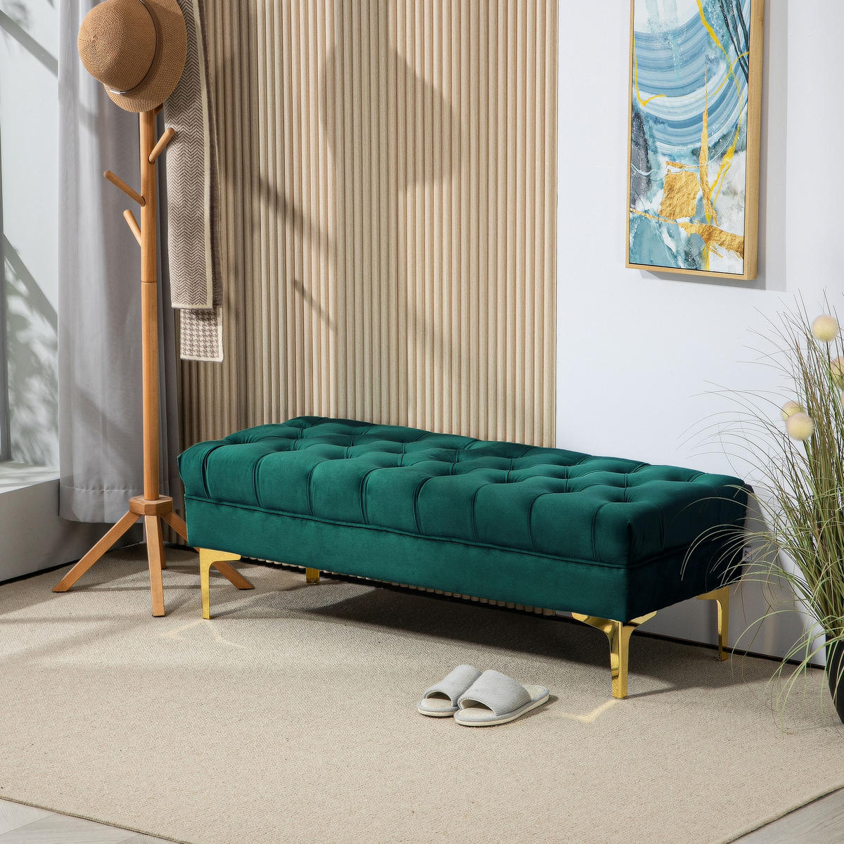 SITZBÄNKE Dunkelgrün 1 Stück - Beige, Kunststoff (118/42/45cm) - GiPP