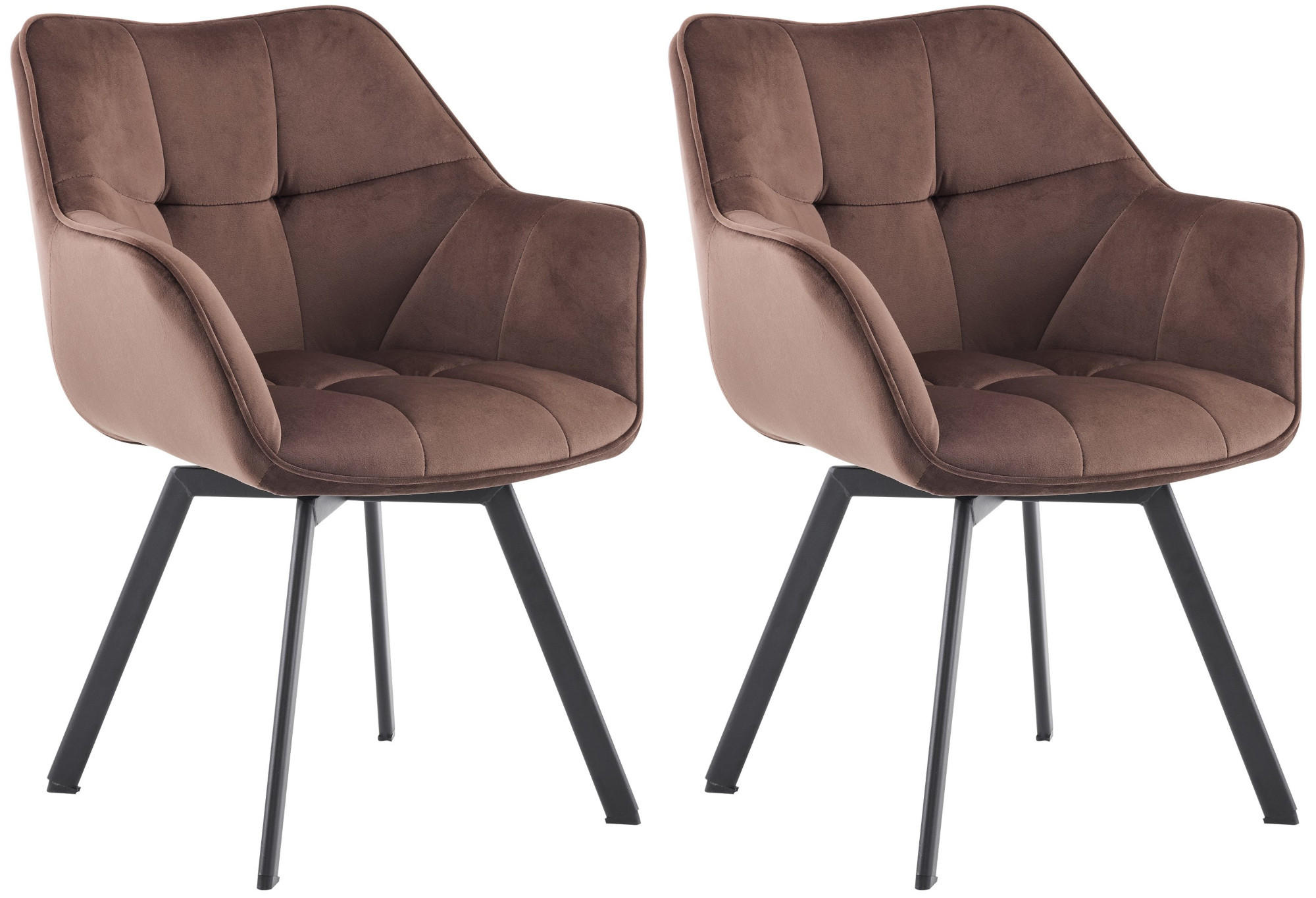 ESSZIMMERSTUHL 2er Set Samt Braun - Schwarz/Braun, Textil/Metall (60/81/59cm) - CLP