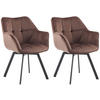 ESSZIMMERSTUHL 2er Set Samt Braun - Schwarz/Braun, Textil/Metall (60/81/59cm) - CLP