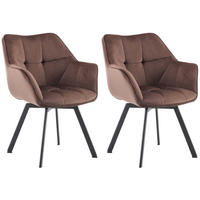 ESSZIMMERSTUHL 2er Set Samt Braun - Schwarz/Braun, Textil/Metall (60/81/59cm) - CLP