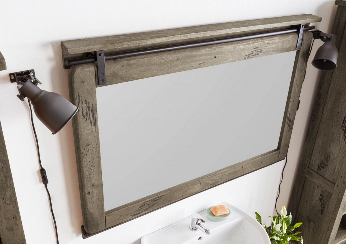 SPIEGEL Mango 114x6x80 grau lackiert RAILWAY #278 - Grau, Holz (114/80/6cm) - Massivmoebel24