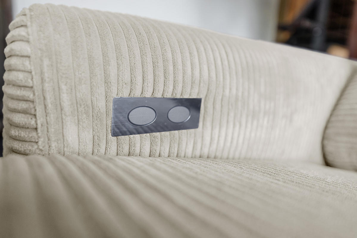 ECKSOFA LAISKA Cremeweiß Cord - Creme/Schwarz, Textil/Metall (282/177cm) - KAWOLA