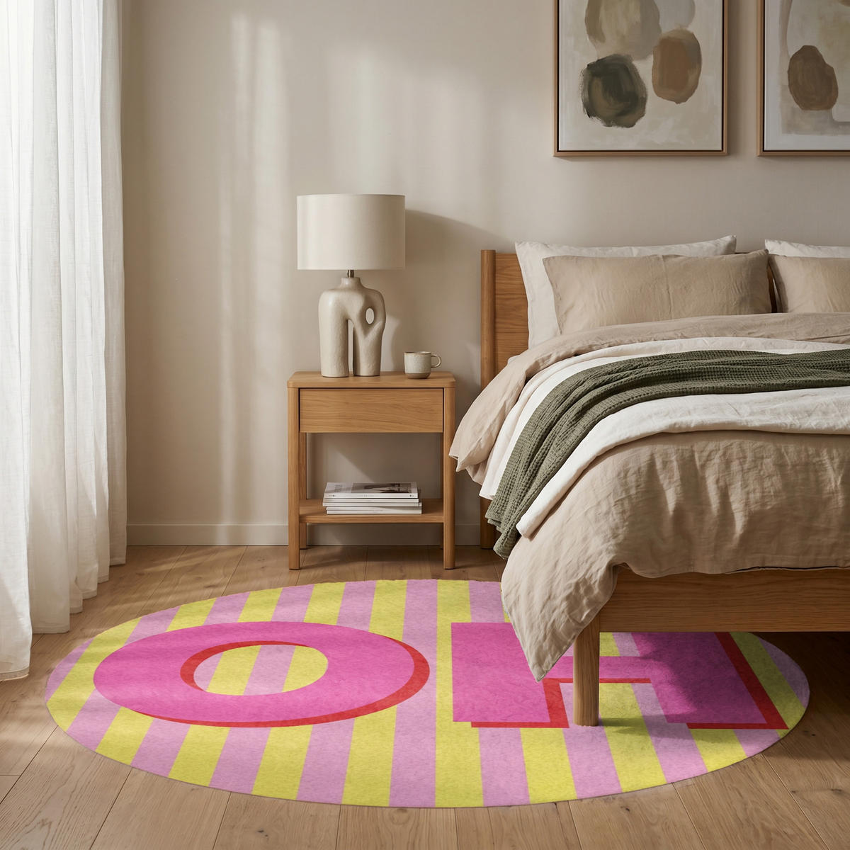 TEPPICH - Text - Streifen - Rosa - 150x150 cm - Pink, Kunststoff/Textil (150/0.4cm) - OnlyWow