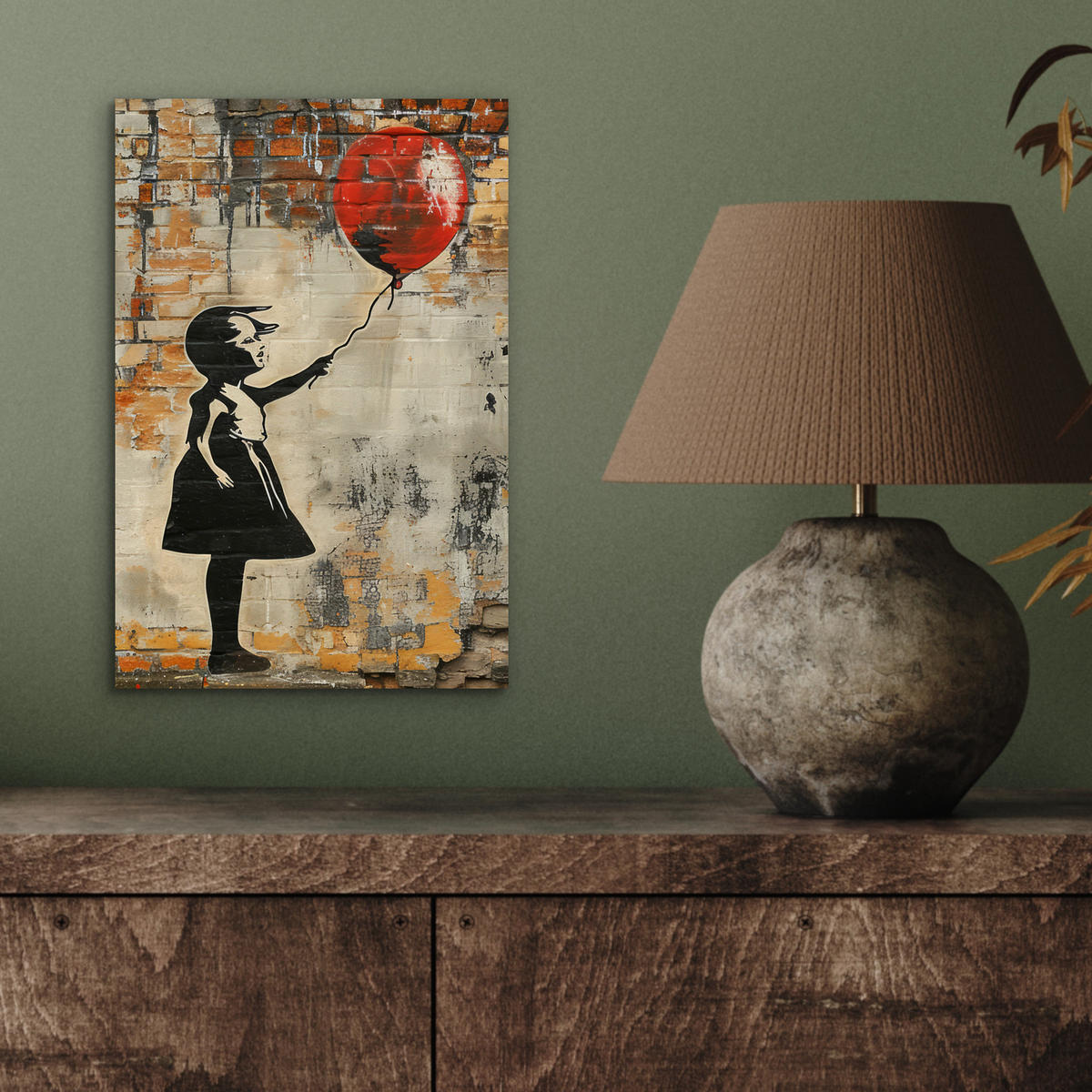KOVOVÝ OBRAZ Graffiti - Banksy - Dievča - Street art 20x30 cm - piesková, kov (20/30cm) - MuchoWow