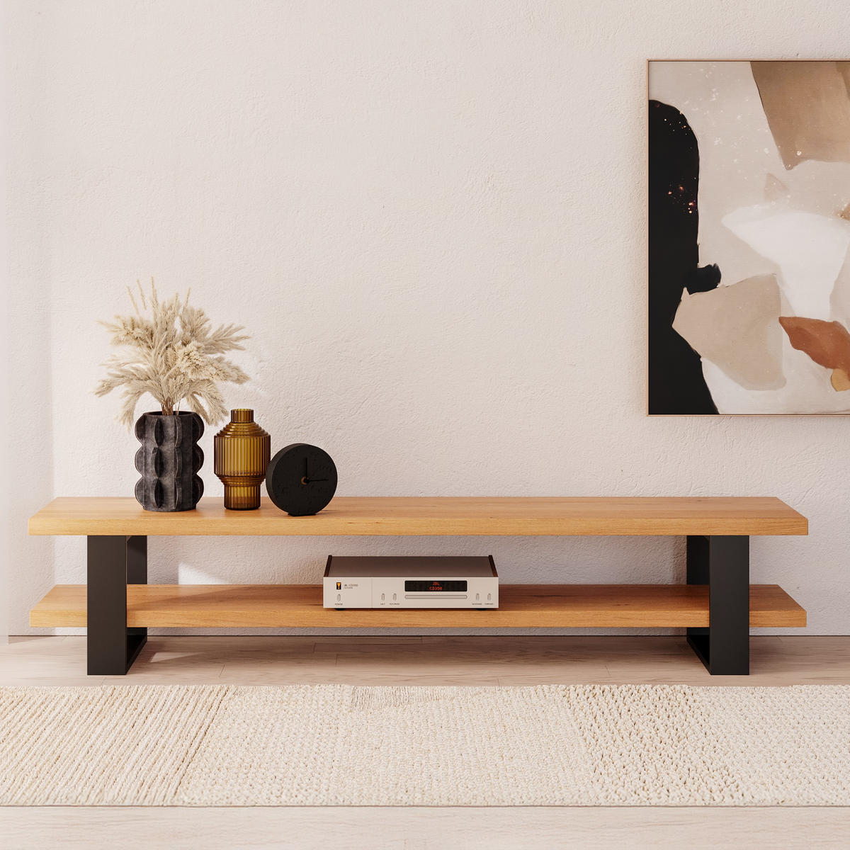 TV-SCHRANK Prim aus massivem Eichenholz 180 cm - Eichefarben/Naturfarben, Holz (180/40/40cm) - Danzz