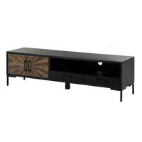 TV-BOARD Sheesham 178x45x50 schwarz lackiert SUN #106 - Schwarz, Holz (178/50/45cm) - Massivmoebel24