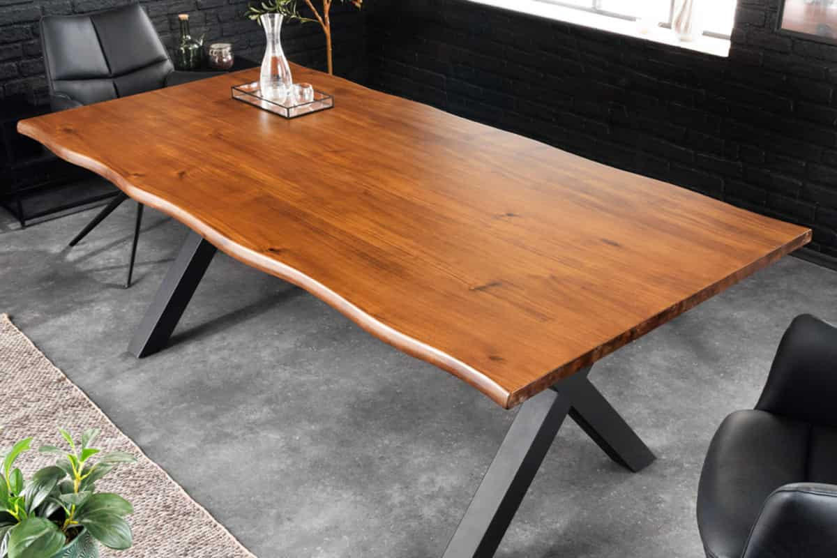 ESSTISCH GENESIS Akazie Braun 200cm - Schwarz/Braun, Holz/Metall (100/200/77cm) - riess-ambiente