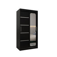 SCHWEBETÜRENSCHRANK 200/100/62 2-türig - Silberfarben/Schwarz, Holz/Kunststoff (100/200/62cm) - MÖBEL KRYSPOL