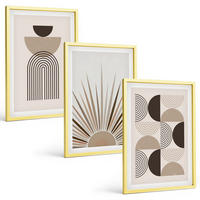 BILDER SET 3er Set - 40x60 cm Goldrahmen - Abstrakte Formen beige braun - Goldfarben, Kunststoff (40/60cm) - TULUP