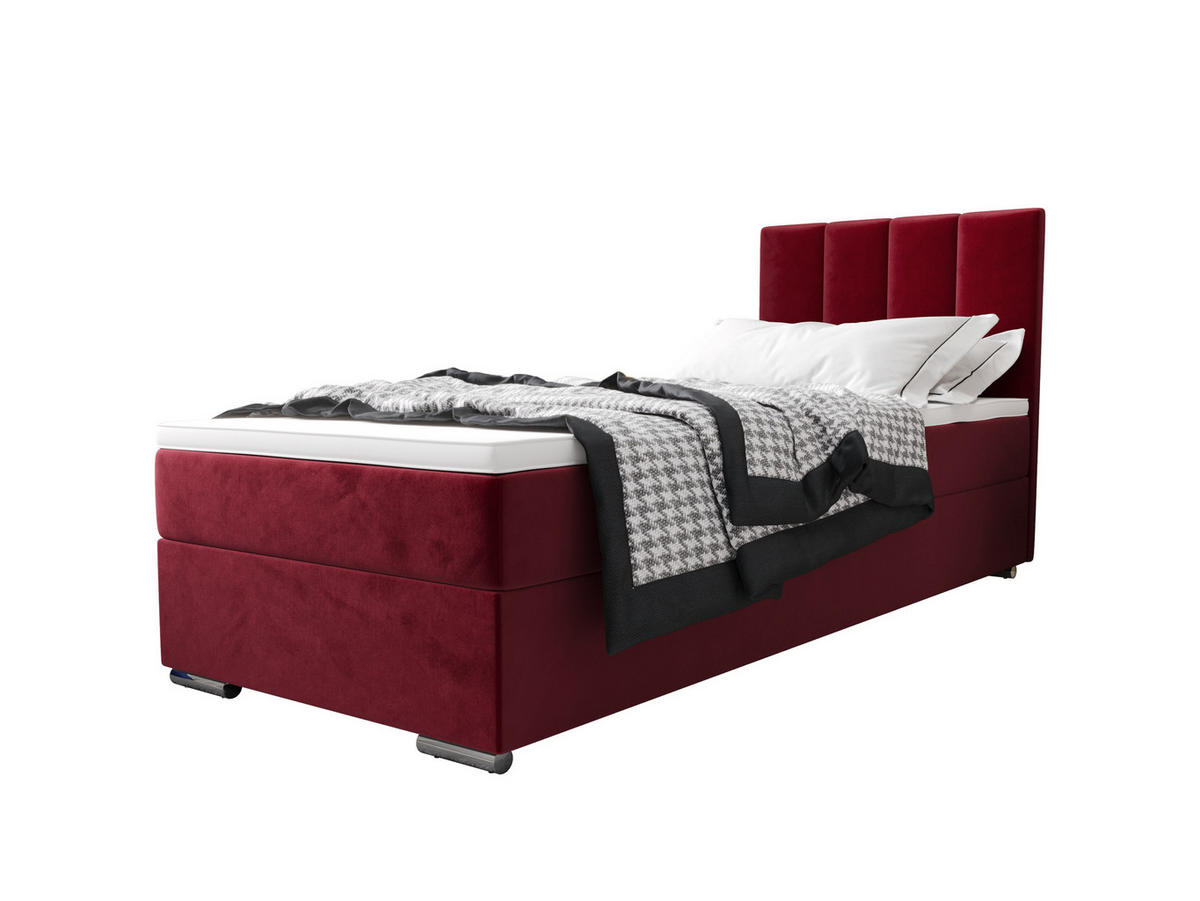 BOXBETT ZILANO 2 mit Matratze H3 und Topper 90x200 Itaka 34 - Rot, Holz/Textil (90/200cm) - Bedante