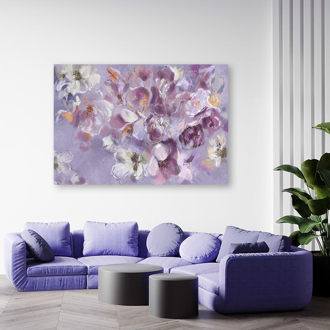 WANDBILD iris blume - Lila, Textil (60/40cm) - Feeby