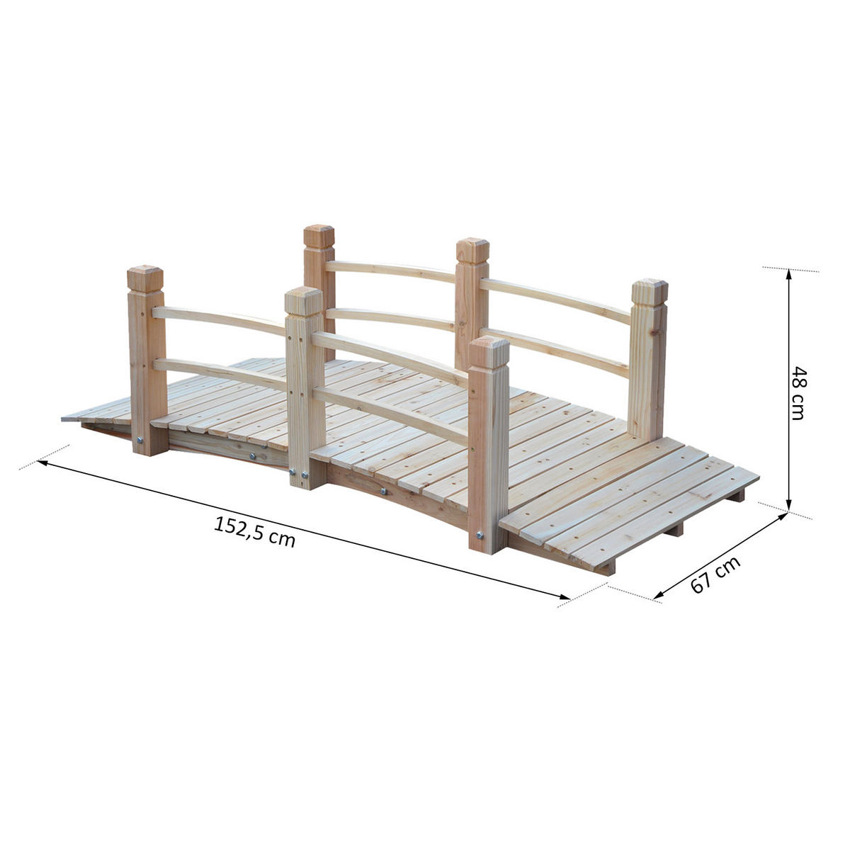 GARTENBRÜCKE, Tannenholz, Natur - Naturfarben, Holz (1525/67/48cm) - Outsunny