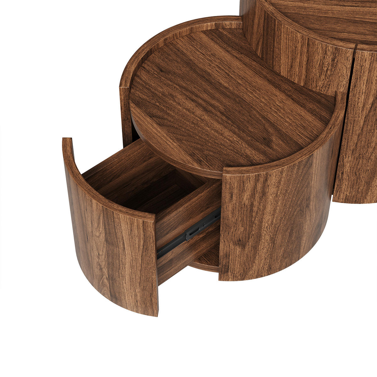 COUCHTISCH mit Stauraum, Schubladen, geschwungenen Türen - Walnussfarben, Holzwerkstoff (47.5/77.5/40cm) - FLIEKS