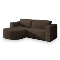 ECKSOFA SORELA P L-S Braun Kordstoff mit Schlaffunktion - Braun, Holz (263/174cm) - MASSENO